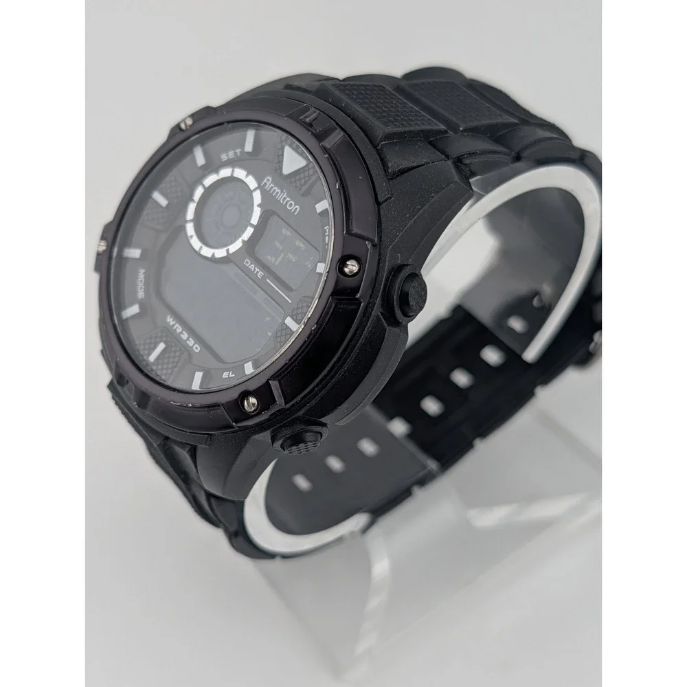 Armitron Pro Sport Ditial Watch Men‎ 49mm Case Black 40/8257- New Battery